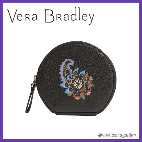 Vera Bradley Accessories - VERA BRADLEY FAUX LEATHER ESSENTIAL ROUND ZIP POUCH NWT